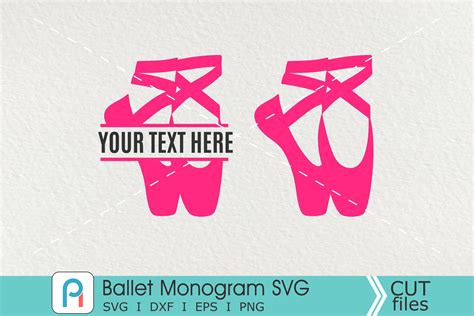 Download Free Ballet Shoes Monogram frame for name cutting svg vinyl file Cricut SVG